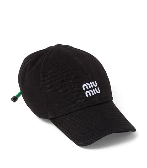 miu miu black cap|Black Denim Baseball Cap .